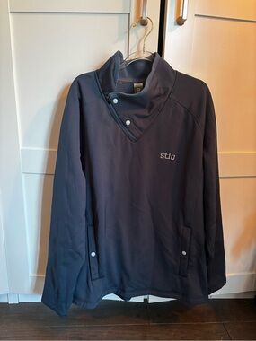 Stio Men's Dark Navy Zip and Snap-Front Performance Pullover Size Large Casual